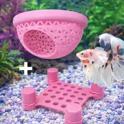 Kit Descanso para Betta Decoração de Aquario Flutuante - Caminha Flutuante + Esconderijo de Descanso (Várias Cores)