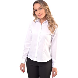 Camisete camisa social feminina manga longa em Oferta na Shopee