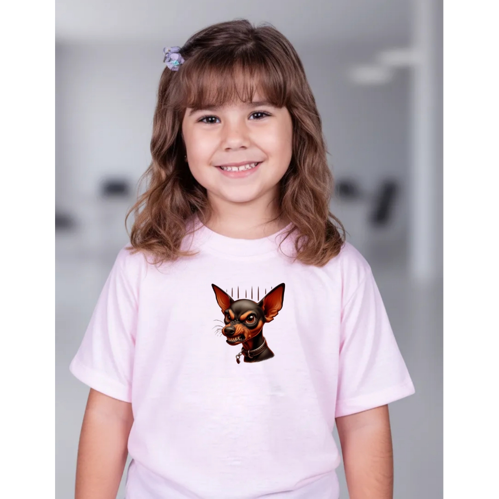 Roupa Camiseta Infantil Dog Pinscher Pinthcer Cachorro Fofo Bravo