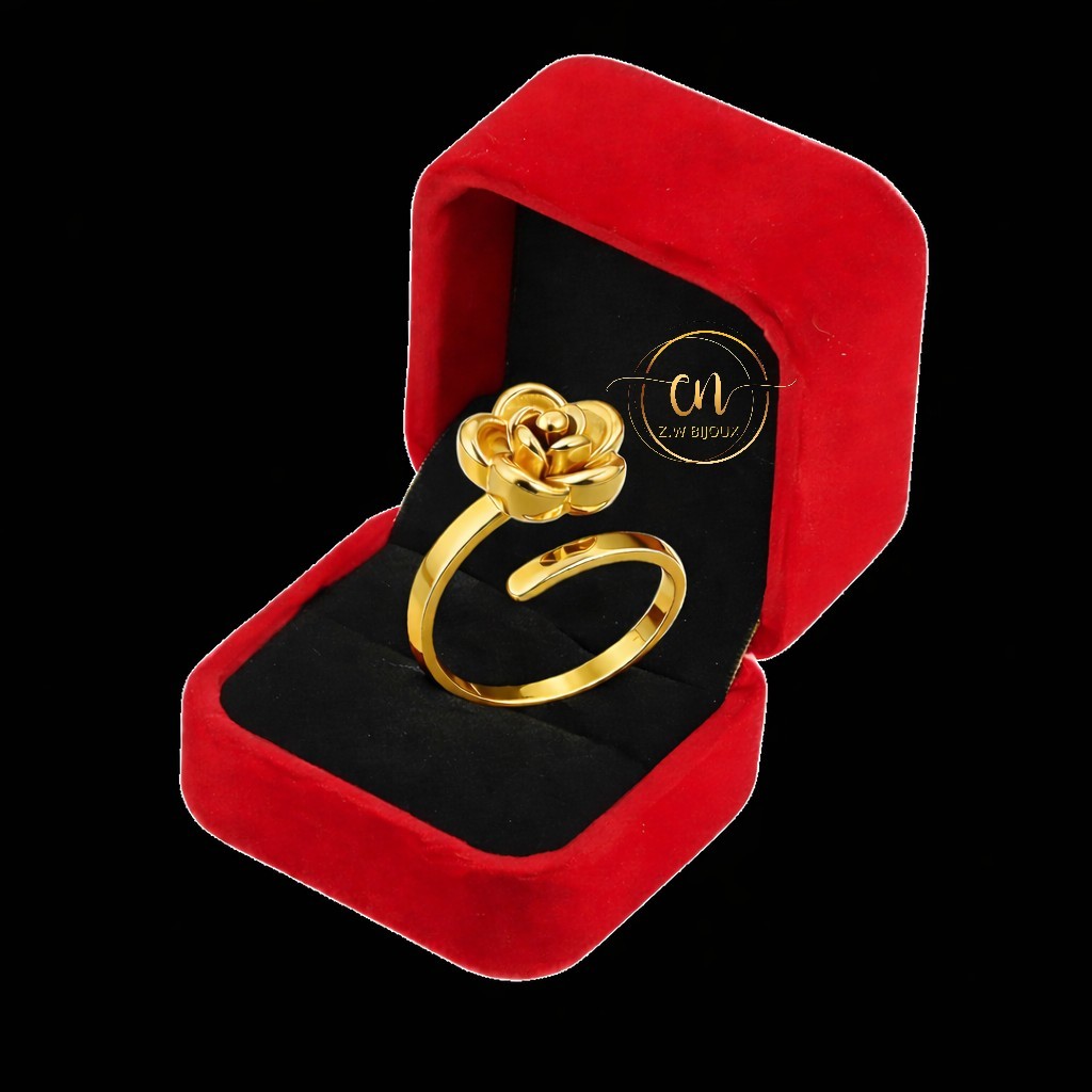 Z.W - Anel de Aço Inoxidável com Flor de Rosa - Abertura Ajustável, Minimalista e Elegante em Oferta na Shopee