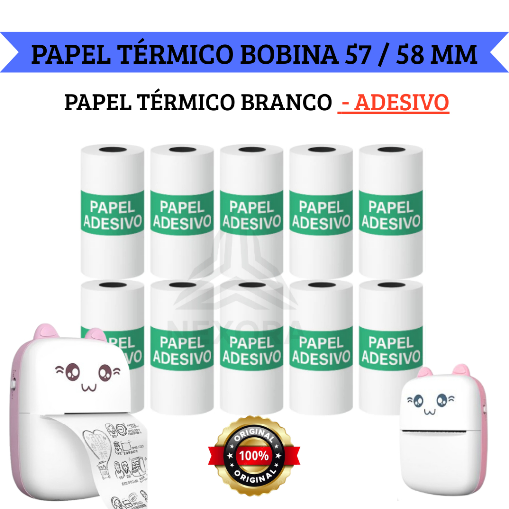 Bobina Térmica Adesivo Rolo De Papel Branco Refil Para Mini Impressora Portátil e Câmera Instantânea