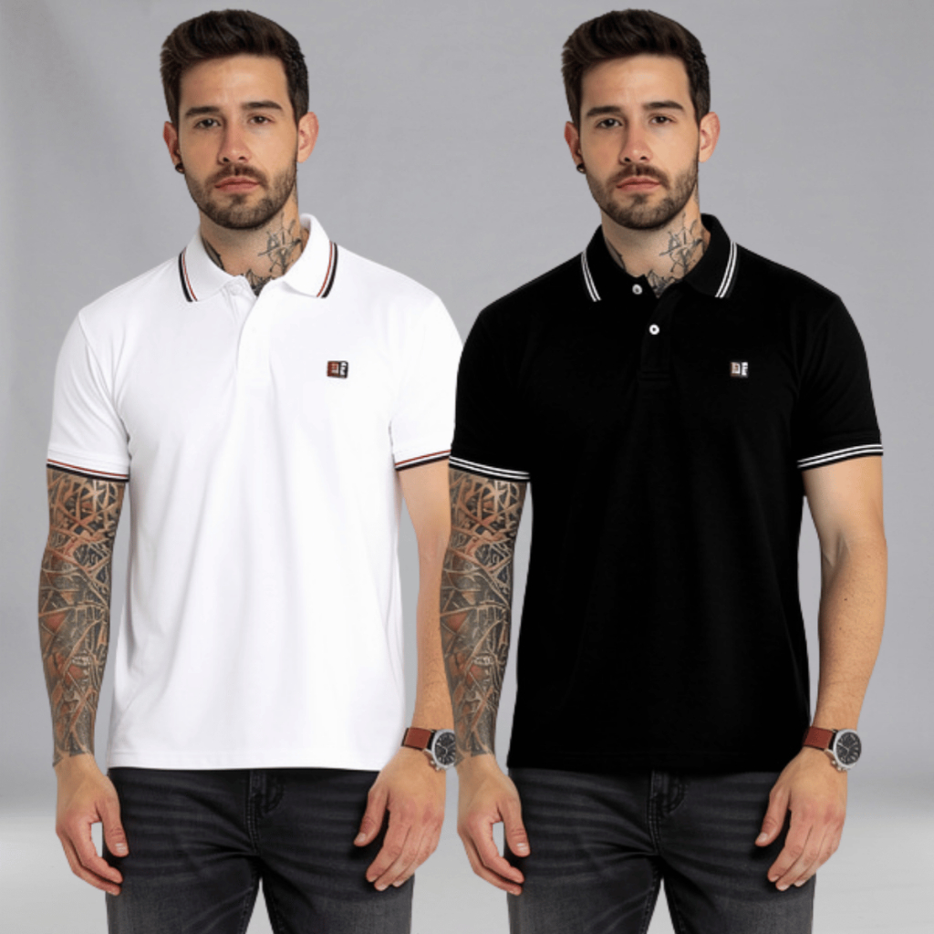 KIT 2 Camiseta Polo Masculina Básica Polo Plus Size 100% Algodão Casual Dia a Dia Oferta