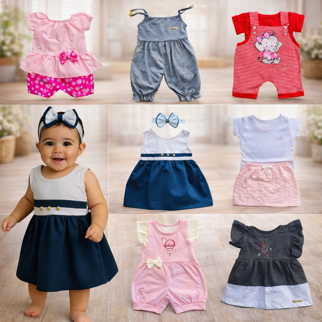 Kit 4 ate 20 peças de roupa infantil bebe menina feminino algodão tecido Premium 3 a 9 meses.