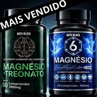 Kit Treonato + 6 Magnésio com Vitamina B12 Fórmula Concentrada 1000 mg ORIGINAL - ENVIO IMEDIATO em Oferta na Shopee