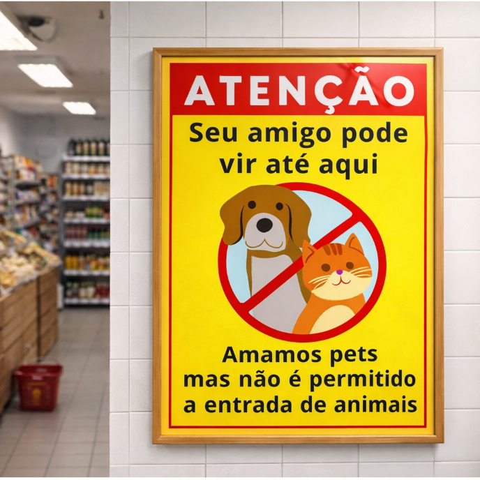 Placa Aviso Advertencia Proibido Entrada De Animais Pets em Oferta na Shopee