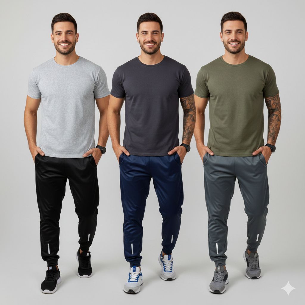 Kit 3 Calças Jogger Esportiva Para Academia Calça Slim Fit Para Corrida e Trabalho Com Bolsos Laterais
