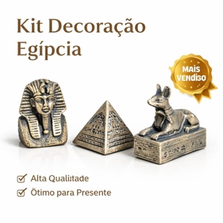Trio De Miniaturas 5cm Egito, Faraó, Anubis, Pirâmide. Dourado-escuro, Magia do Egito. em Oferta na Shopee