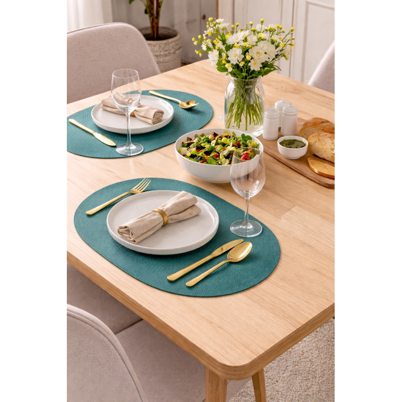 Lugar Americano Oval Kit com 2 Peças - Fácil de Limpar - Sousplat - Mesa Posta.