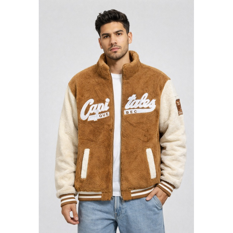 Jaqueta masculina Teddy College Bicolor Inverno