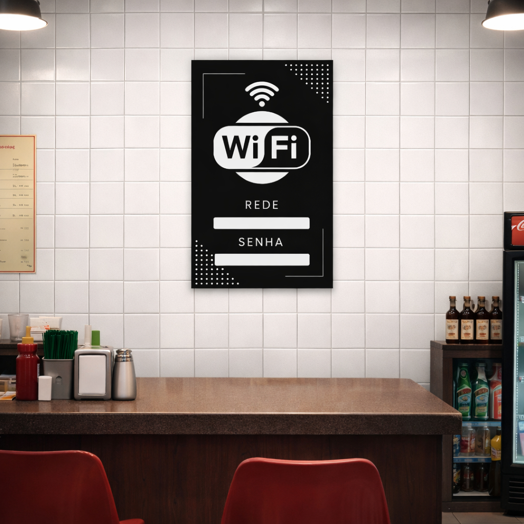 Quadro Decorativo Wifi Internet Restaurante Lanchonete Internet Login Senha Sorveteria