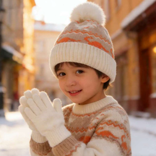 Kit Touca com Pompom e Luva Infantil Lã Feminino Inverno Frio Pra 4-8anos em Oferta na Shopee