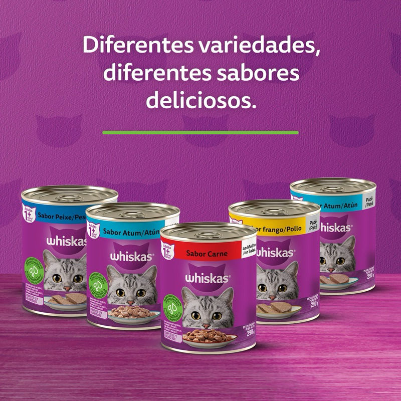 Kit 10 Whiskas Patê 280g para Gatos Adulto e Filhote Sabores Variados – Alimento Úmido Completo