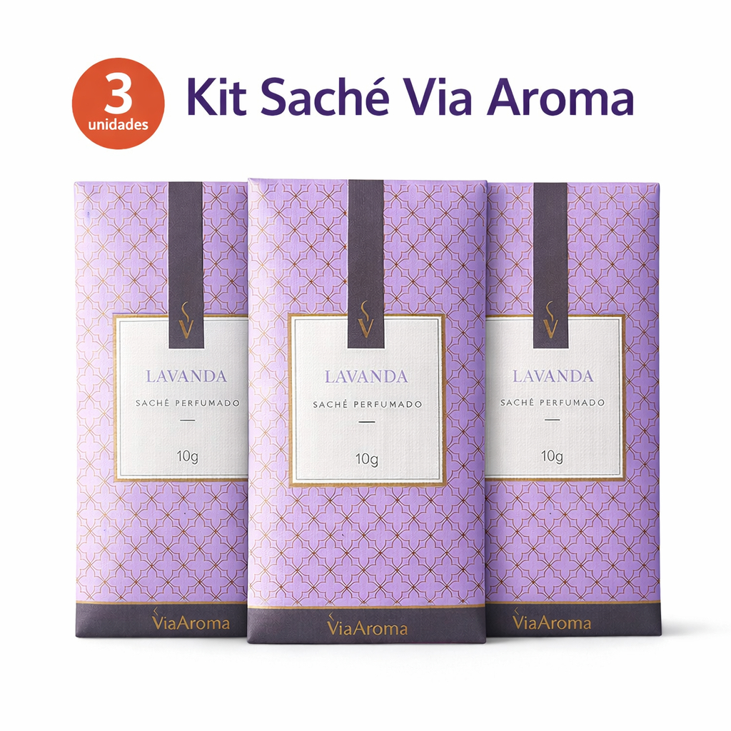 Kit 3 Sachês Perfumados para carro Bolsa Gaveta Via Aroma