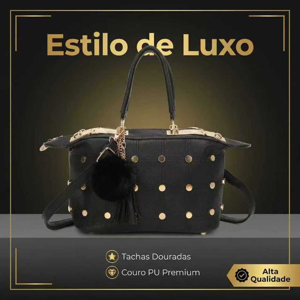Bolsa Feminina Grande Layton Vivian Elegante Estruturada Luxo Alça de Mão e Transversal Ombro Tote