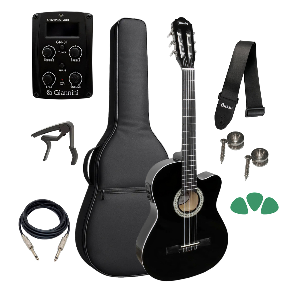 Violão Elétrico Giannini Nf-14 Bk Kit Capa Luxo Acessórios em Oferta na Shopee