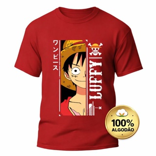 Camiseta Anime Luffy Unissex 100% Algodão Estampa Geek em Oferta na Shopee
