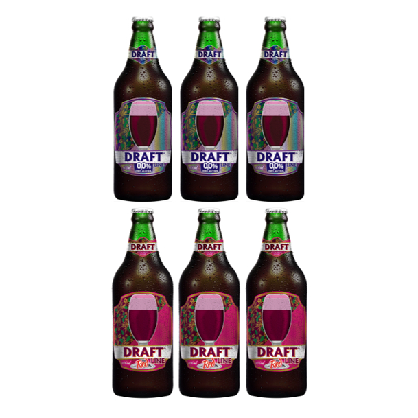 Kit 6 Cervejas 3 Draft Line Zero E 3 Draft Red Line Garrafa 600ml Cada em Oferta na Shopee