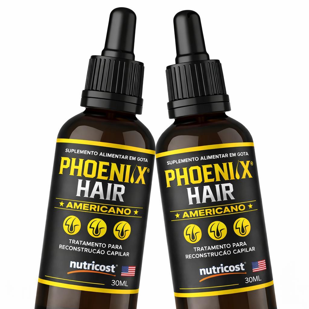 2 Phoenix Hair Americano Gotas Crescimento Capilar 30ml