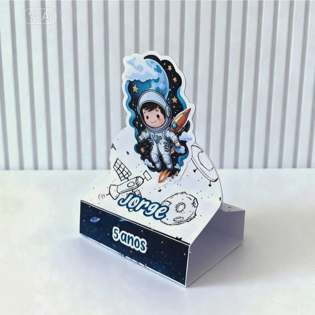 Astronauta Lembrancinha PORTA BIS PERSONALIZADO, Caixinha de Festa Infantil.