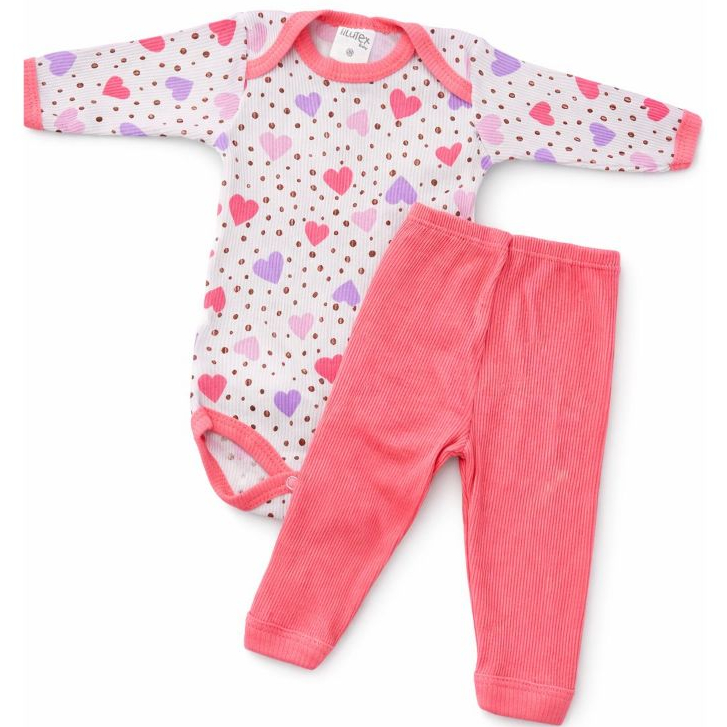 Conj Body e Calça Bebê Recém Nascido - Canelado Longo 100% Algodão com Malha Especial