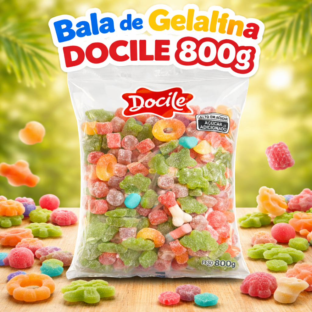 Bala de Goma Em Formato Mix Pacote Sortido 800g - Docile em Oferta na Shopee