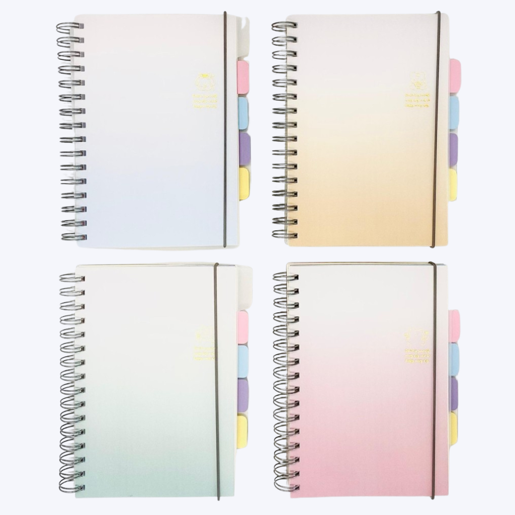 Caderno Tom Pastel B5 Grande 124 folhas Divisórias Elástico Rosa Azul Amarelo VerdeDegradê Meninas Espiral Faculdade Uni em Oferta na Shopee