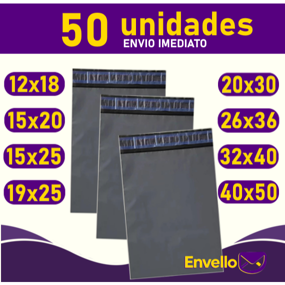 Kit 50 Envelope Segurança Embalagem De Envio Tamanho 12x18 15x20 15x25 19x25 20x30 26x36 32x40 40x50