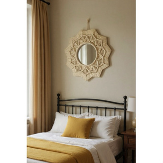 Espelho em Macramê  - 40 ou 20 centímetros de diâmetro,  varias cores em Oferta na Shopee