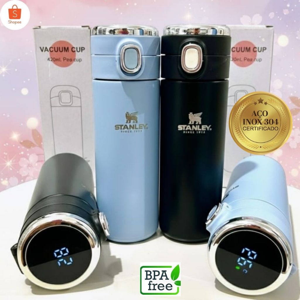 Garrafa Térmica Digital LED Inox 420ml Infantil e Adulto - Sensor de Temperatura Escolar Escritório Sem Logo em Oferta na Shopee