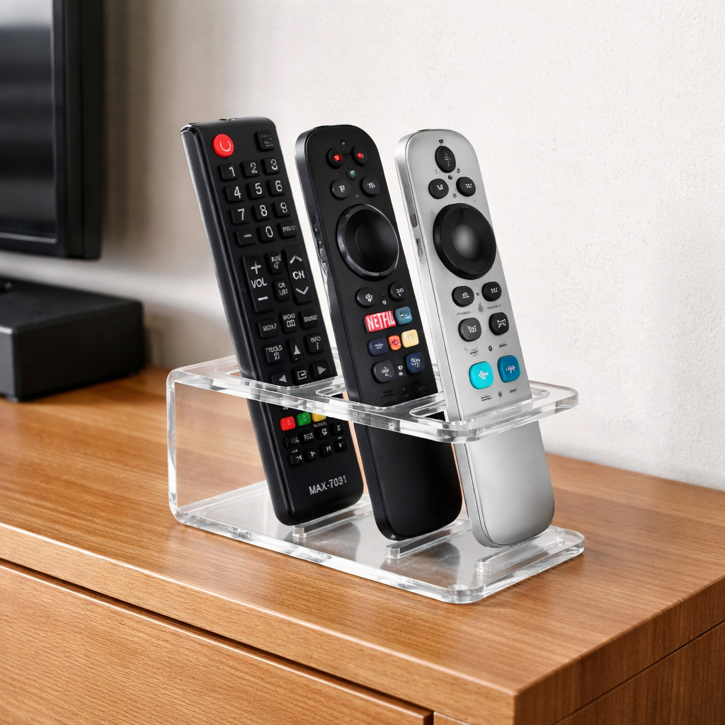 Organizador Suporte Porta Controle Remoto De TV em Acrílico Flutuante 3 Controles