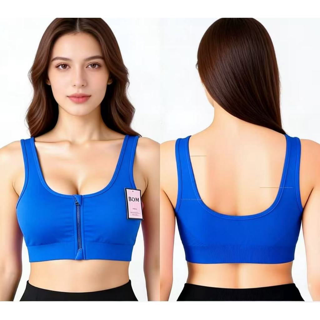 Top esportivo com zíper frontal BOM BS em Oferta na Shopee