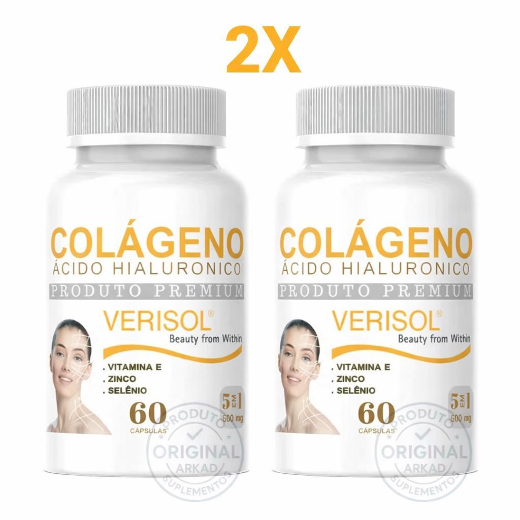 Kit 2 Colágeno Hidrolisado Verisol Premium Original com Vitamina C - 120 Cápsulas - Arkad Suplementos - Envio Rápido em Oferta na Shopee
