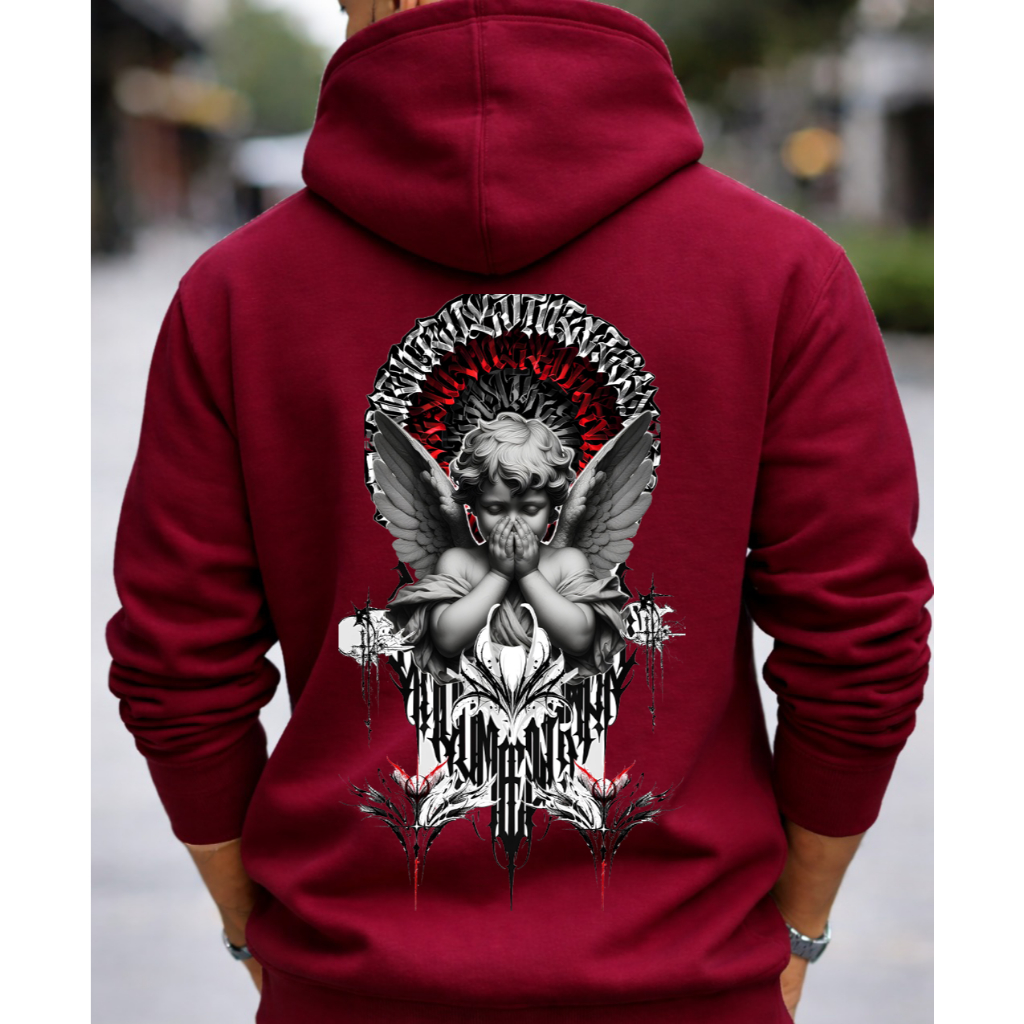 Moletom Masculino Estampa Anjo Aura Costas Tecidso Reforçado 100% Algodão Streetwear Moda Inverno