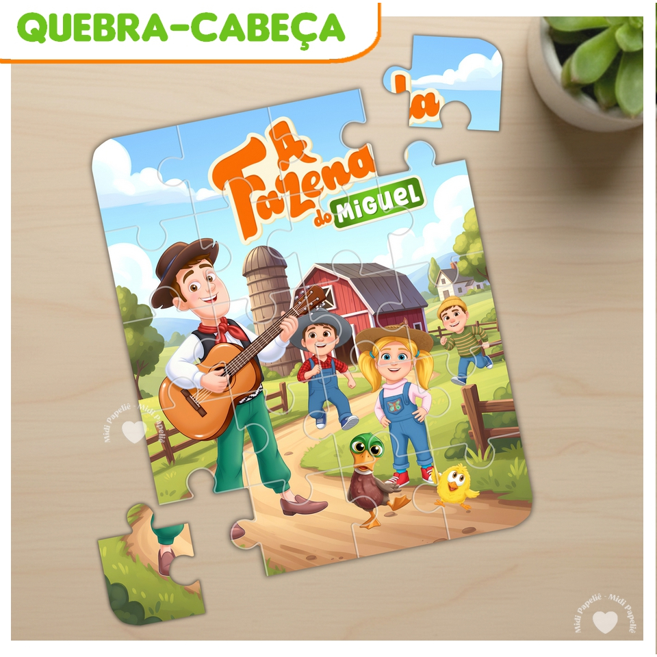 Quebra-Cabeça A Fazenda do Zenon Animais Nome e idade Personalizado Lembrancinha 20pçs Festa de aniversário Infantil