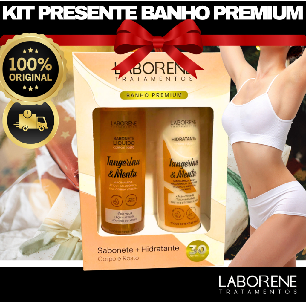 Kit Presente Sab. líquido 200ml + Hidra. corpo e rosto 200ml Laborene em Oferta na Shopee