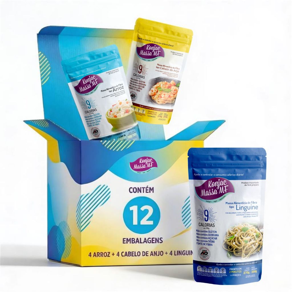 Kit 12 Konjac Massa Tipo Macarrão Sem Glúten Zero Carboidratos Rende 24 Porções Para Dieta