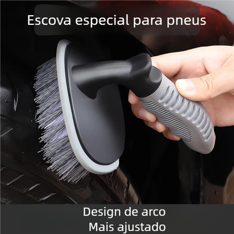 Escova Automotiva Limpador de Pneu – Para Carro e Moto, Cabo Emborrachado
