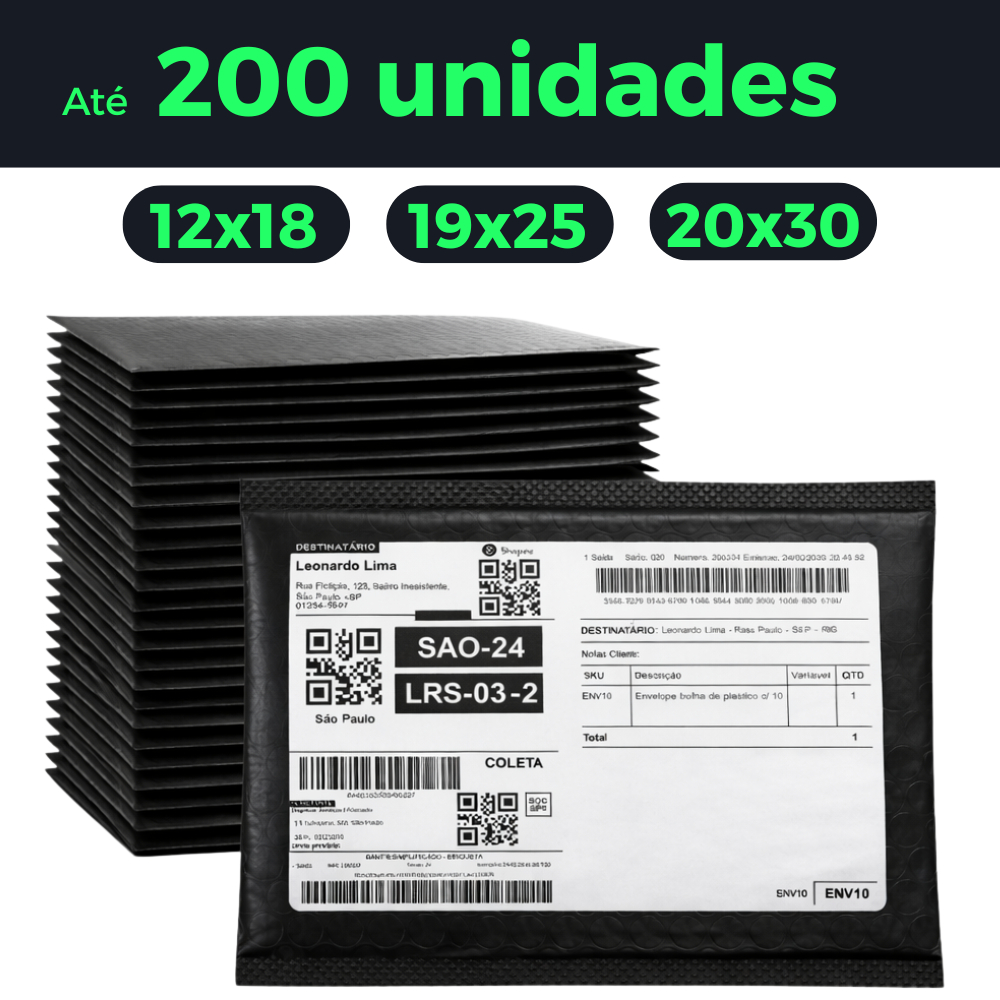 Envelopes Envio Bolha 12X18 19X25 20X30 Saco de Envio Bolha Ecommerce com proteção Bolha até 200