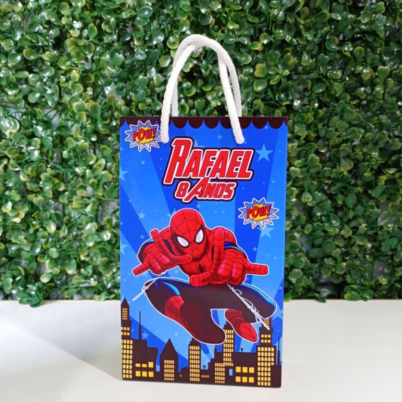 10/15/25 SACOLINHA BOLSINHA SURPRESA LEMBRANCINHA PERSONALIZADA FESTA INFANTIL ANIVERSÁRIO PEGUE E MONTE HOMEM 🕸️🕷️