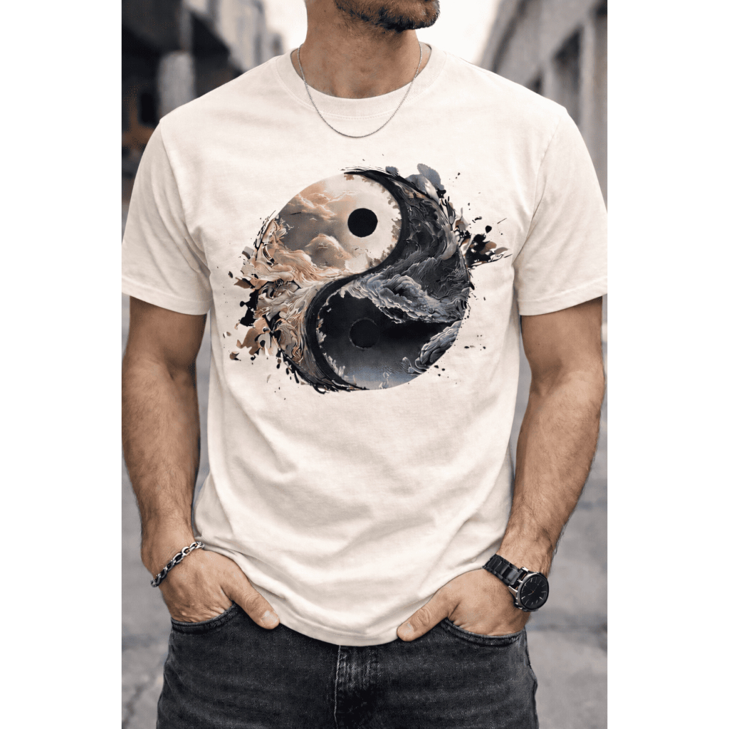 Camisa Masculina Camiseta Yin-Yang Blusa Estilosa Moda Streetwear Lançamento