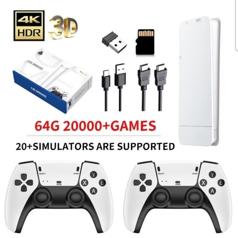 Game Stick M15 Pro 4K 64GB Console Retro +20.000 Jogos 2 Controles Sem Fio HDMI TV Emulador PS1 SNES Arcade