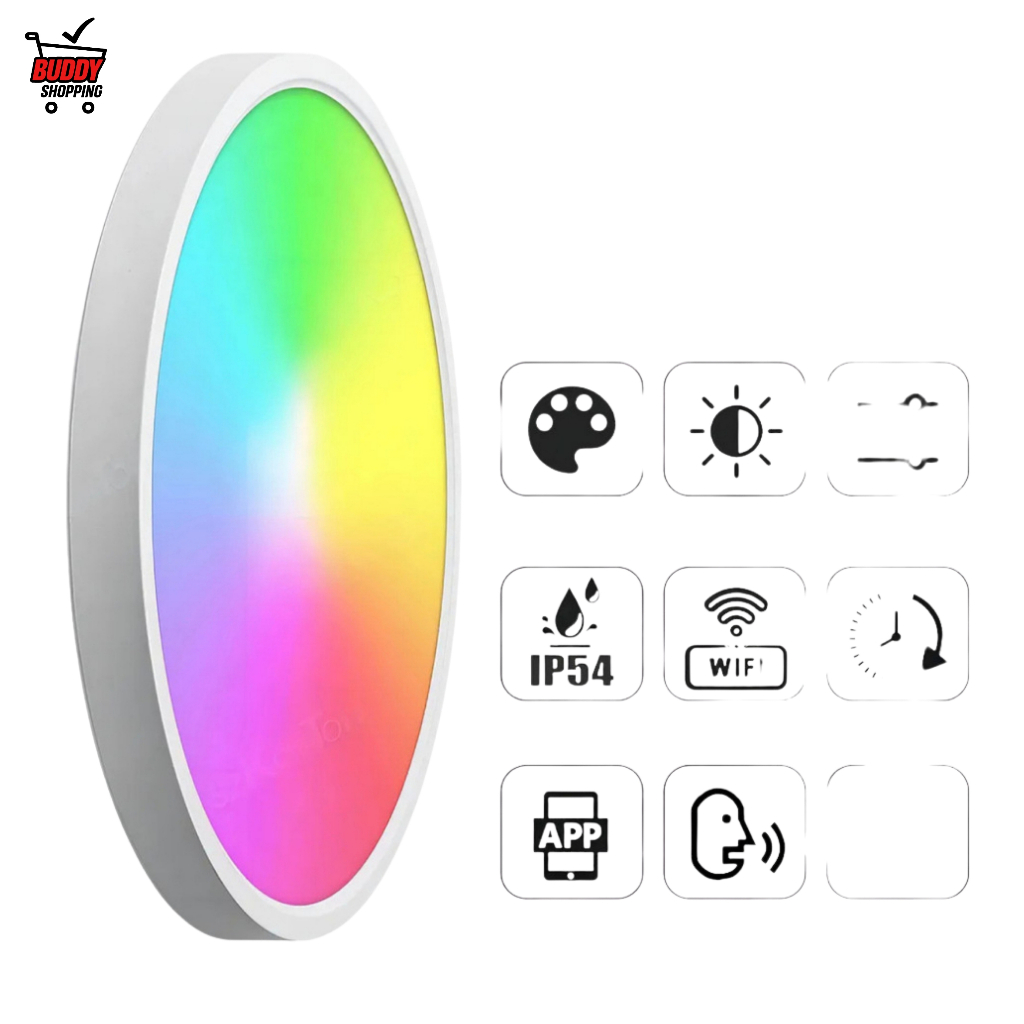 LÂMPADA RGB INTELIGENTE | Plafon Teto 21W WiFi Alexa App