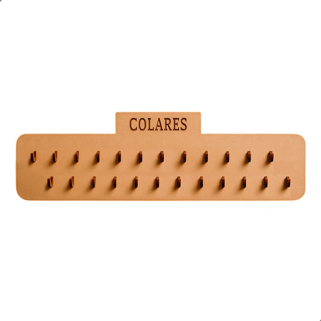 Cabideiro Expositor de Colares MDF 24 Ganchos Porta Colar Organizador de Bijuterias Suporte para Colares e Pulseiras Dis