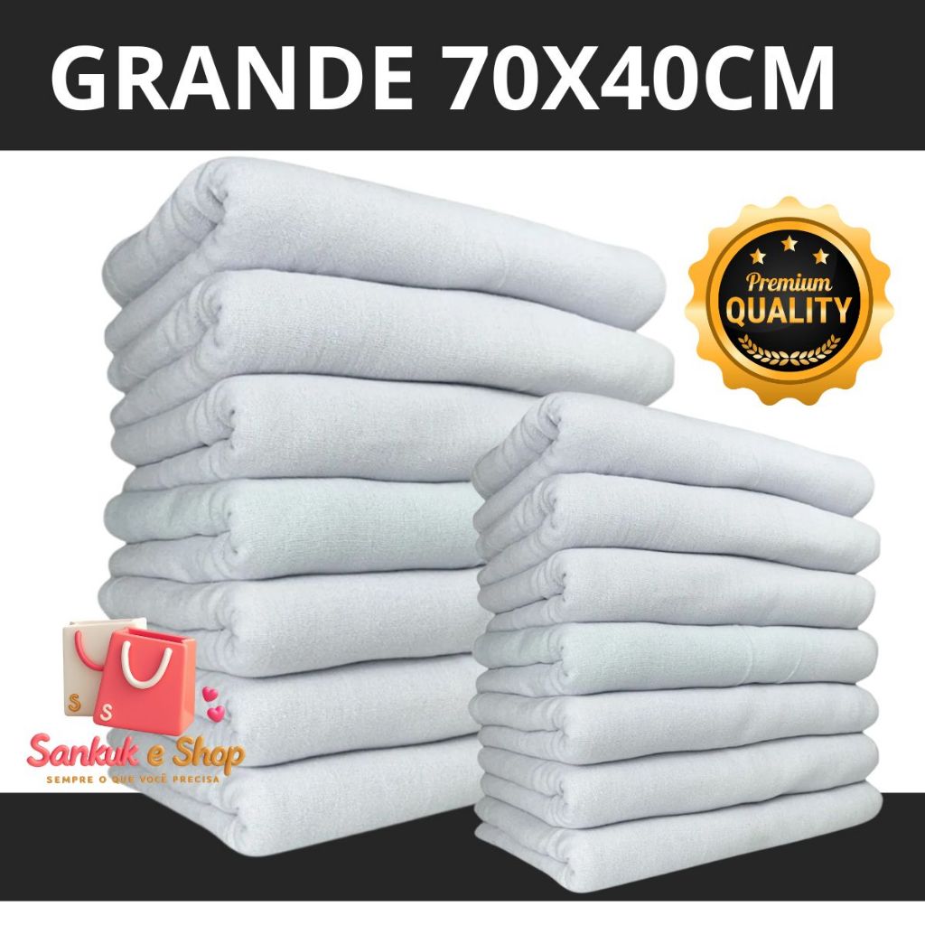 kit Pano De Chão Alvejado Branco grande Tamanho70x40 saco duplo pano de limpeza  100% algodão em Oferta na Shopee