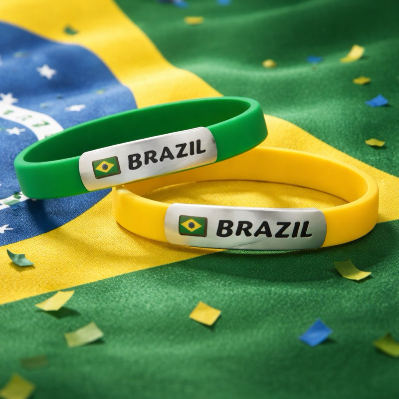 Pulseira Brasil de Borracha Torcedor Copa do Mundo