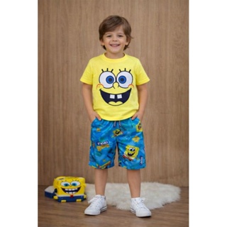 conjunto infantil menino do bob-esponja fantasia em Oferta na Shopee
