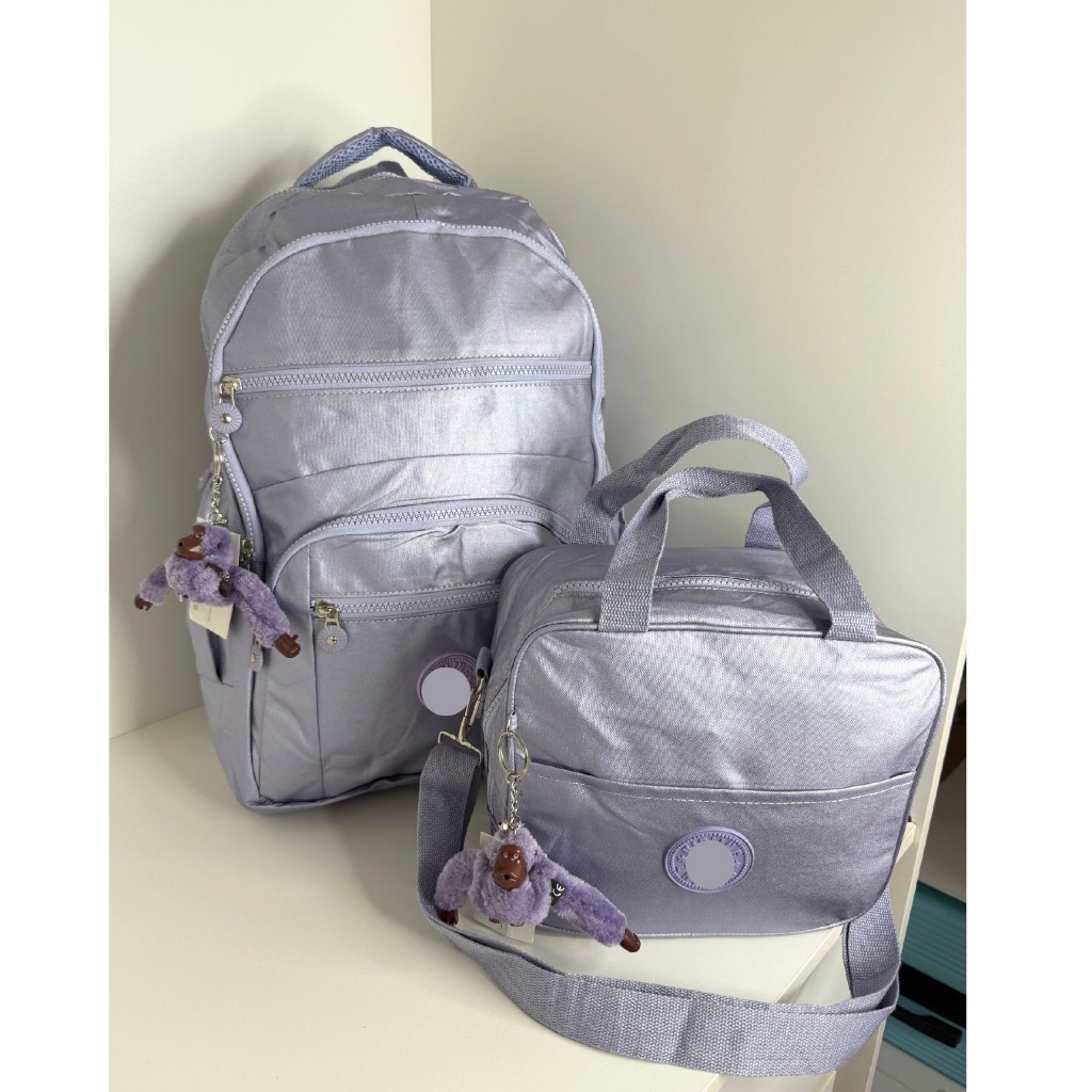 Kit Mochila Grande + Lancheira Térmica Cores Metálicas Escola e Faculdade Com Chaveiro Viagem