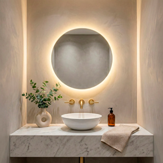 Espelho LED 60cm Redondo Lapidado para Banheiro Sala Quarto Maquiagem com Instalação Fácil em Oferta na Shopee