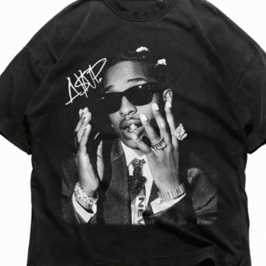 Camiseta Preta Estampa Rapper Streetwear Masculina Slim Hip Hop Retrô Algodão Premium em Oferta na Shopee