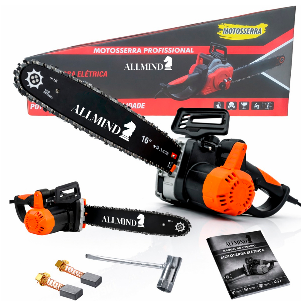Motosserra Elétrica Profissional 16” 2300W Corte Potente Portátil para Uso Intenso 110V/220V